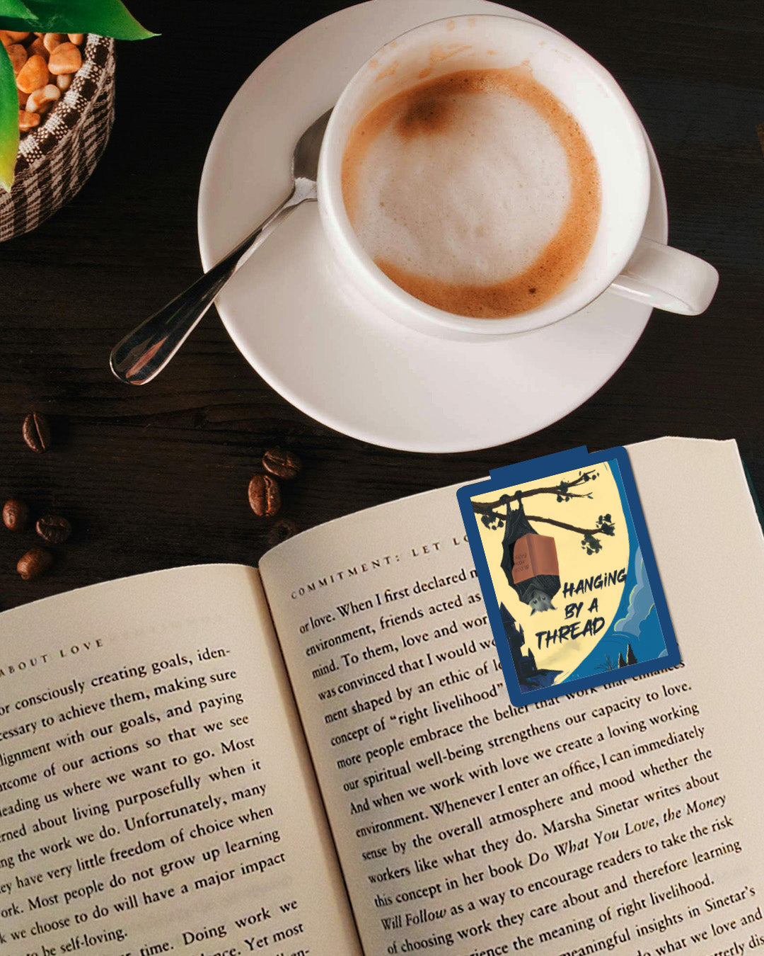 Hanging by a thread bookmark